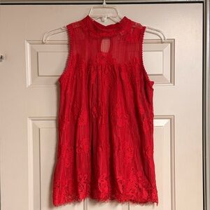 Eve & Maddie Women’s Size Medium Elegant Red Lace Sleeveless Blouse
